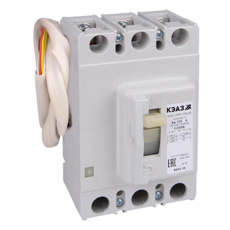 Выключатель автоматический 3п 125А 1500Im 20кА ВА51-35М2-341116 УХЛ3 690В AC КЭАЗ 142965
