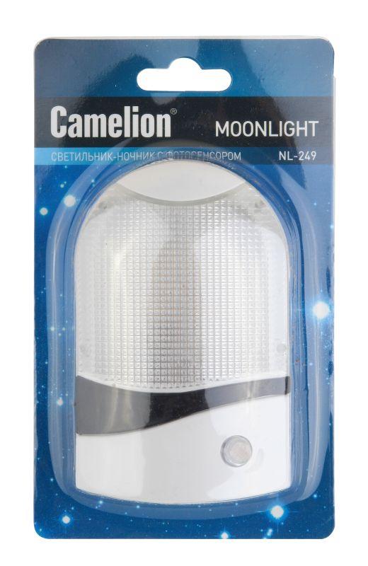 Светильник светодиодный NL-249 220В ночник с фотосенсором бел. Camelion 14356