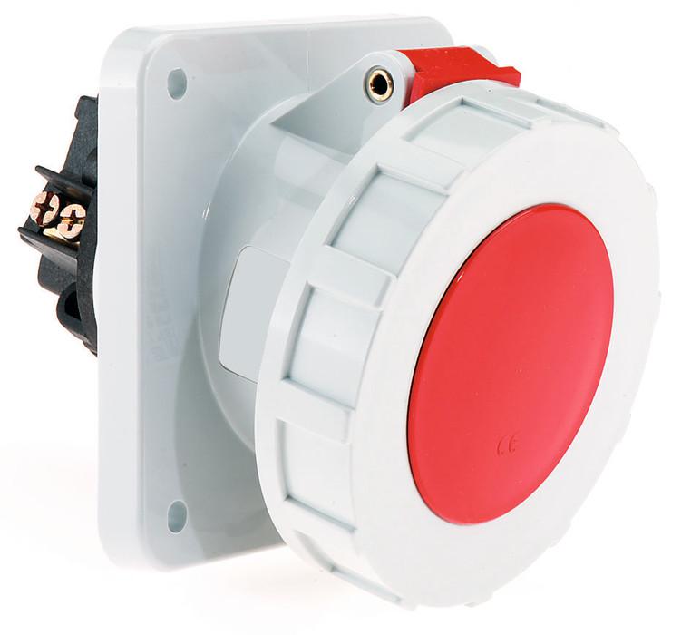 Розетка встраиваемая 63А 5п 3P+N+PE 400В IP67 фланец 114х114 Bals 129
