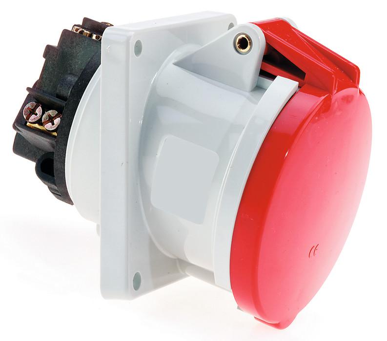 Розетка встраиваемая 63А 5п 3P+N+PE 6ч 400В IP44 наклонная 114х114 Bals 1202