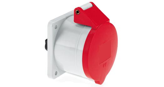 Розетка встраиваемая 32А 5п 3P+N+PE 6ч 400В IP44 наклонная 85х85 Bals 1215