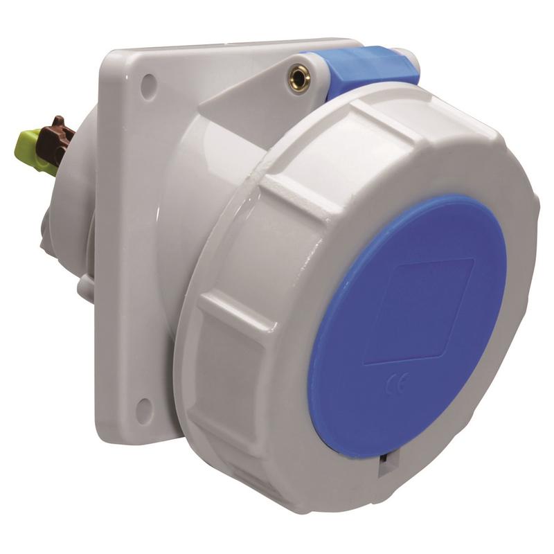 Розетка встраиваемая 16А 3п 2P+PE 6ч 230В IP67 наклонная 74х62 Bals 1266