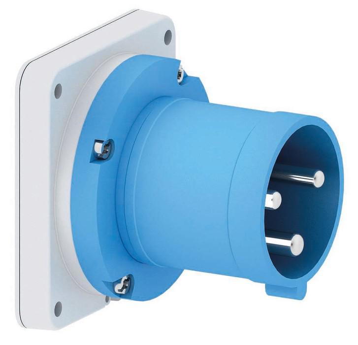 Вилка настенная 63А 3п 2P+PE 6ч 230В IP44 фланец 110х106 Bals 2834