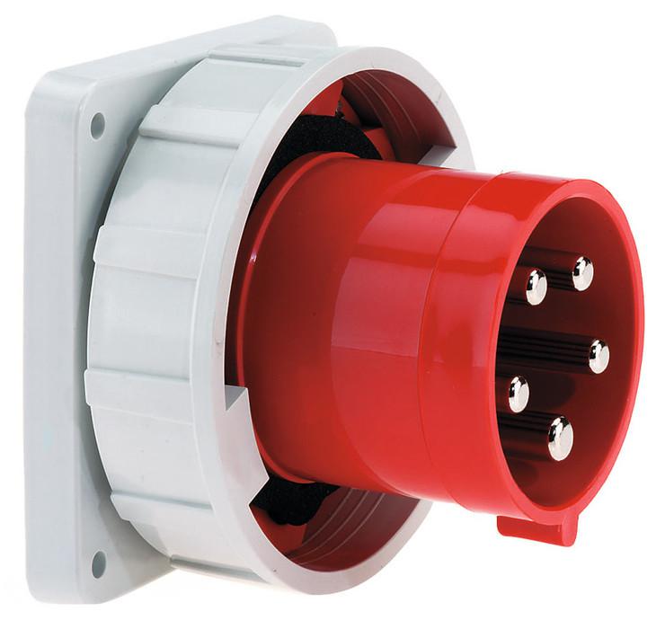 Вилка встраиваемая 63А 5п 3P+N+PE 6ч 400В IP67 фланец 110х106 Bals 2838