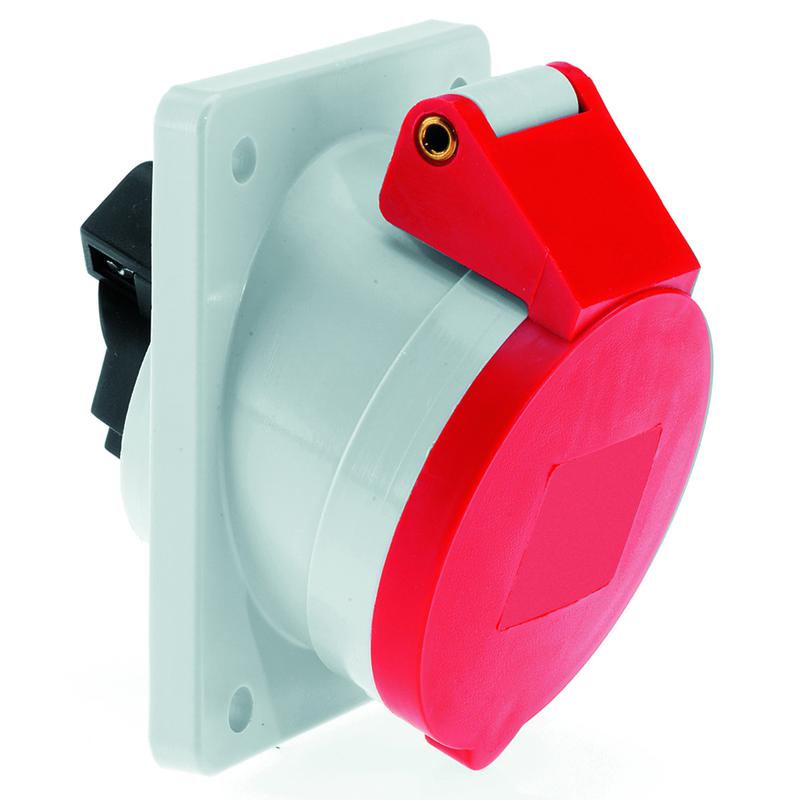 Розетка 16А 5п 3P+N+PE 6ч 400В IP44 наклонная фланец 85х85 Bals 12078