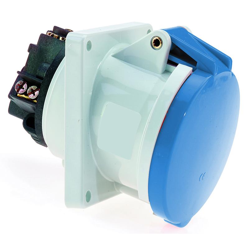 Розетка встраиваемая 63А 3п 2P+PE 6ч 230В IP44 наклонная 114х114 Bals 12563