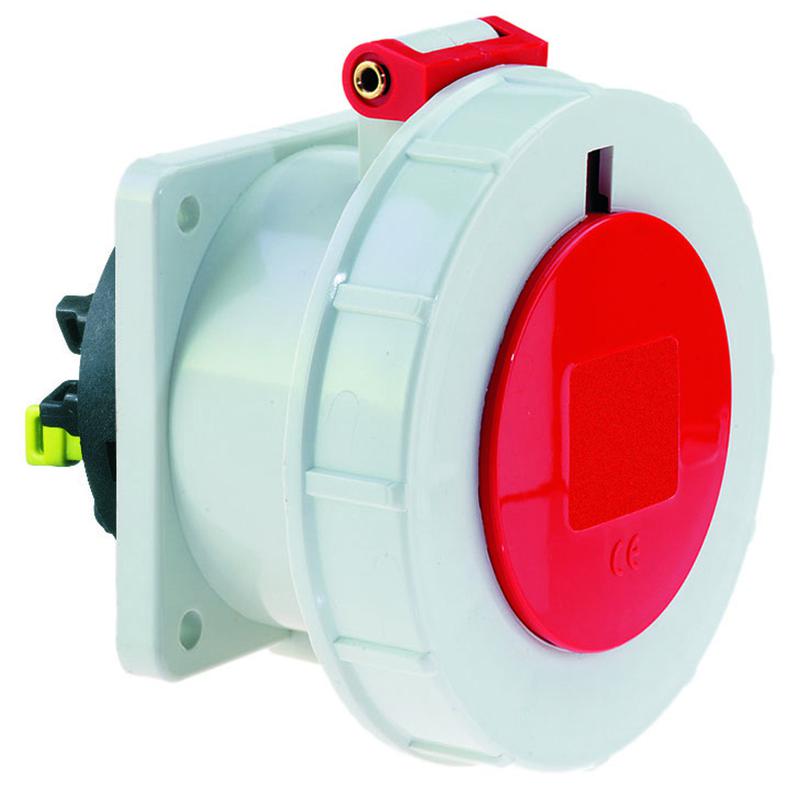 Розетка встраиваемая 16А 4п 3P+PE 6ч 400В IP67 75х75 Quick Connect Bals 13739