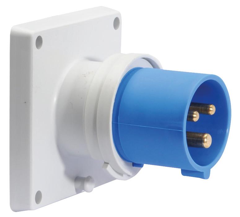 Вилка встраиваемая 16А 3п 2P+E 6ч 230В IP44 фланец 75х75 крепл. 60х60мм Bals 28111