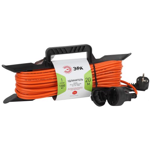 Удлинитель-шнур на рамке 1х20м с заземл. 6А IP20 UFx-1e-3х0.75-20m ПВС 3х0.75 Эра Б0046826