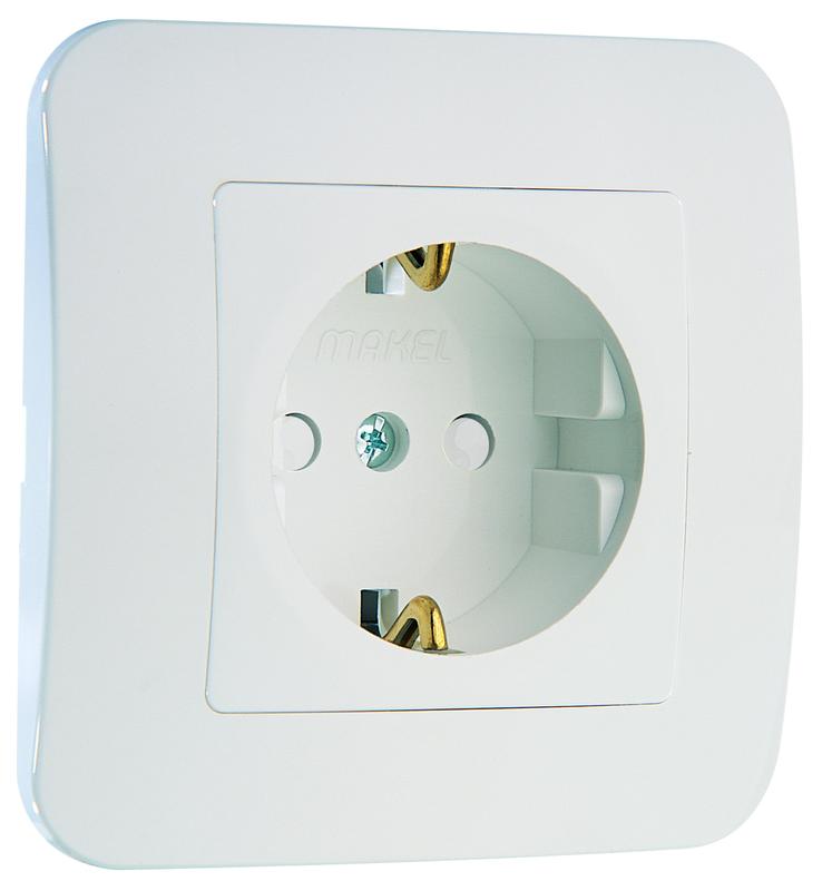 Розетка 1-м СП Lillium N 10А с заземл. защ. шторки бакелит бел. Makel 55058