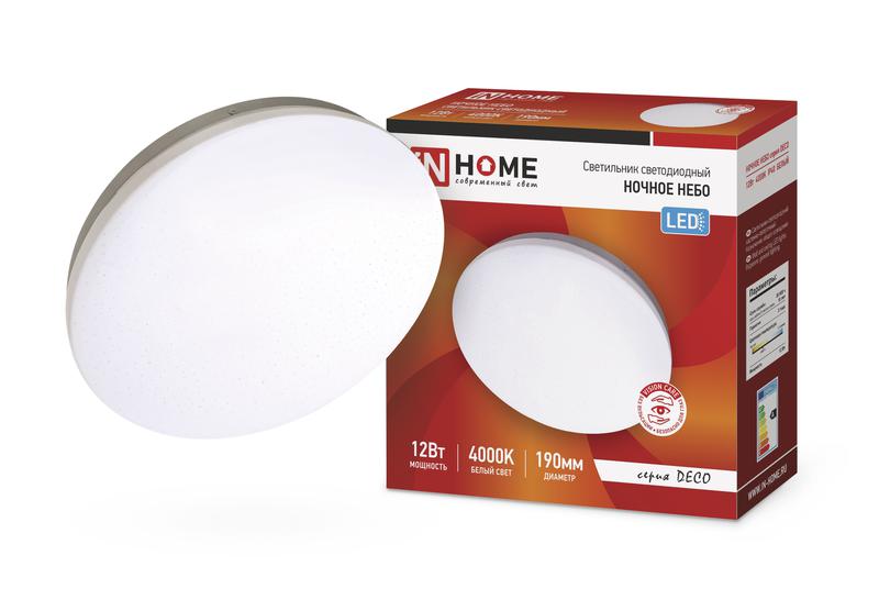 Светильник светодиодный DECO НОЧНОЕ НЕБО 12Вт 4000К 780лм 230В 190х65мм IN HOME 4690612033433