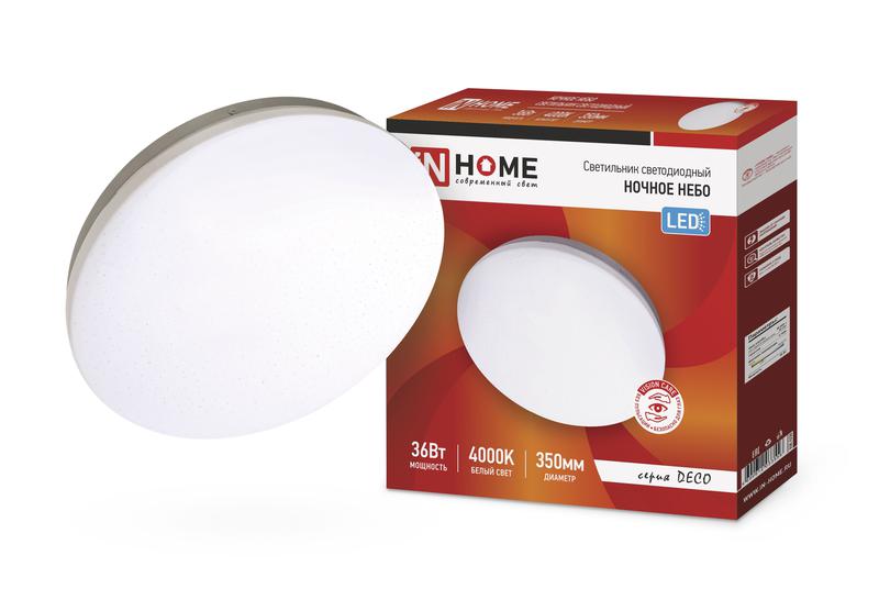 Светильник светодиодный DECO НОЧНОЕ НЕБО 36Вт 4000К 2340лм 230В 350х55мм IN HOME 4690612033556