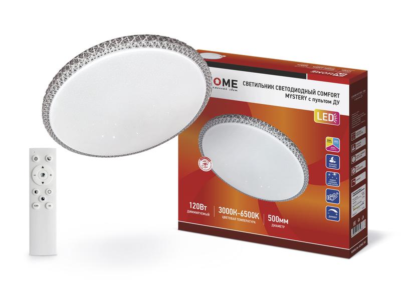 Светильник светодиодный COMFORT MYSTERY 120Вт 3000-6500К 9600лм 230В 500х85мм с пультом ДУ IN HOME 4690612035086