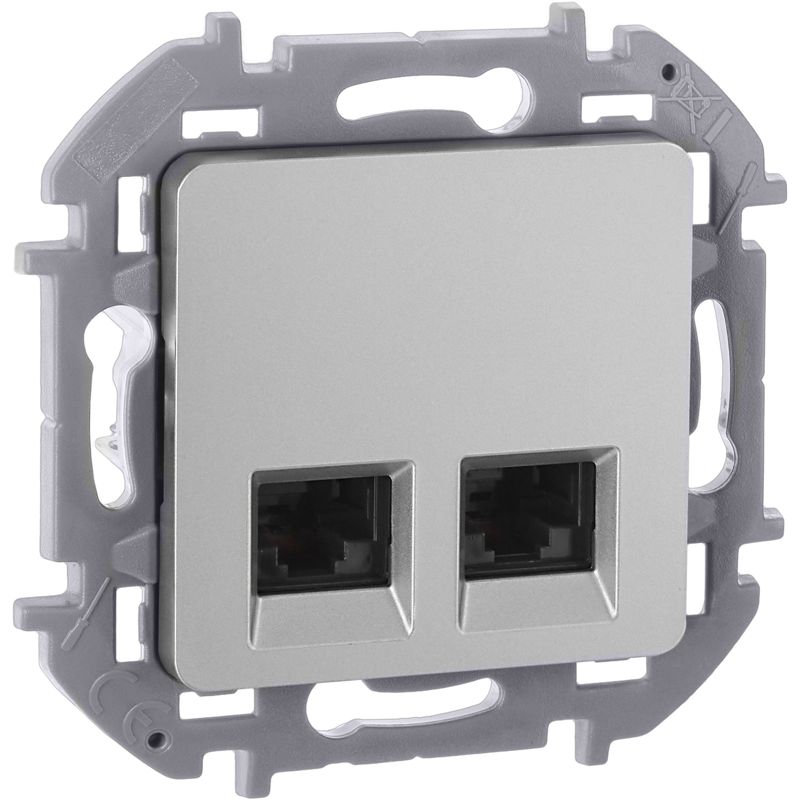 Розетка компьютерная 2-м Inspiria RJ45 кат.6 UTP механизм алюм. IEK 673842