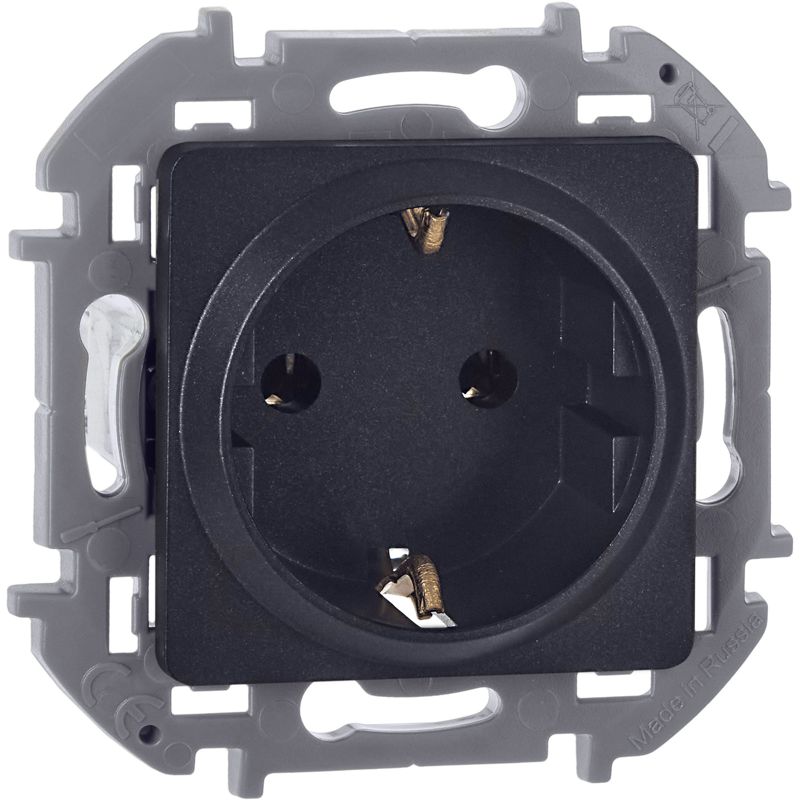 Розетка 1-м СП Inspiria 16А IP20 250В 2P+E немецк. стандарт механизм антрацит IEK 673723