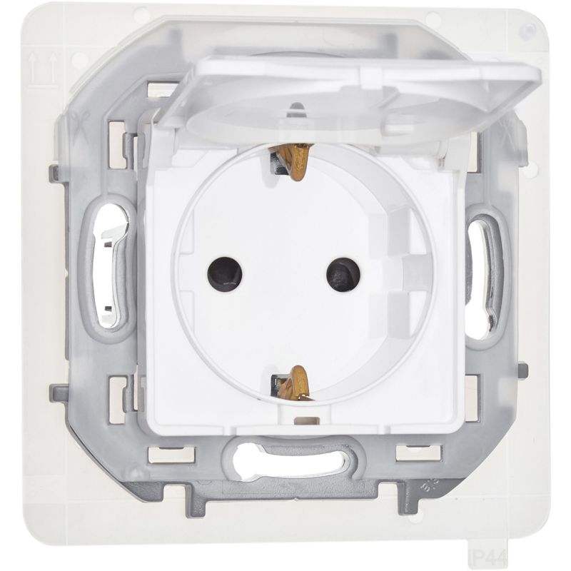 Розетка 1-м СП Inspiria 16А IP44 250В 2P+E защ. шторки с крышкой немецк. стандарт механизм бел. IEK 673740