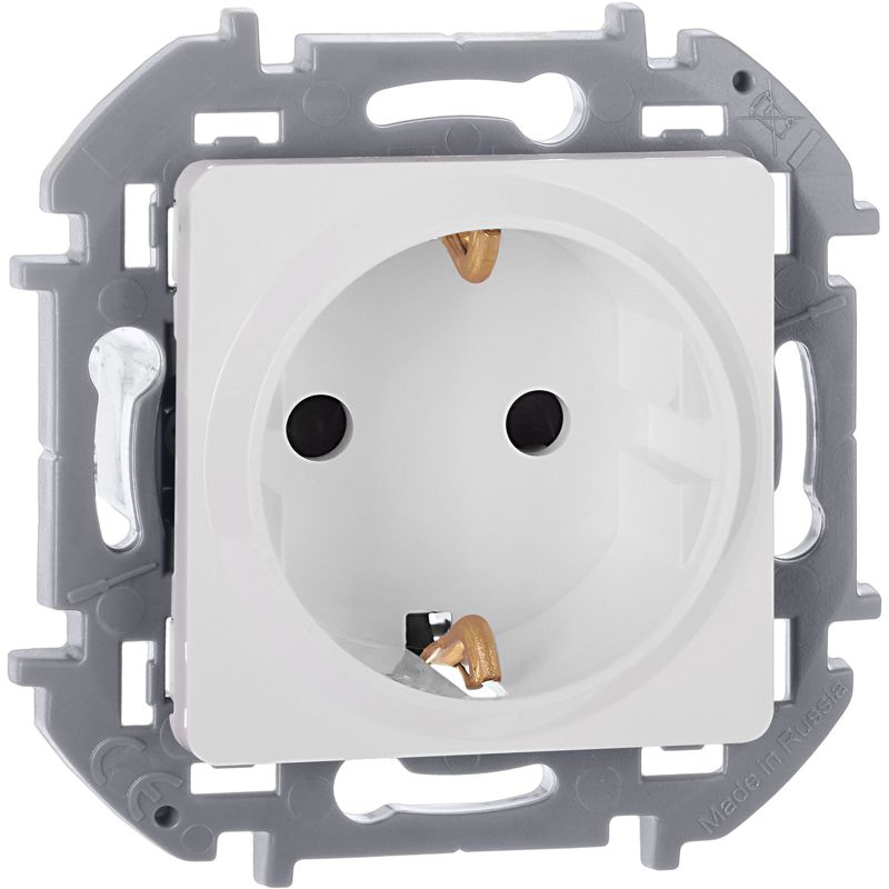 Розетка 1-м СП Inspiria 16А IP20 250В 2P+E защ. шторки немецк. стандарт механизм бел. IEK 673730
