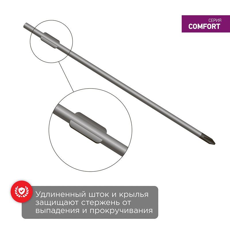 Отвертка крестовая PH 1х200мм двухкомпонентн. рукоятка Rexant 12-6406