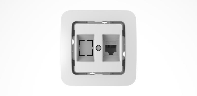 Розетка компьютерная 1-м СП Lillium кат.5E + гнездо без вставки бел. Makel 71035