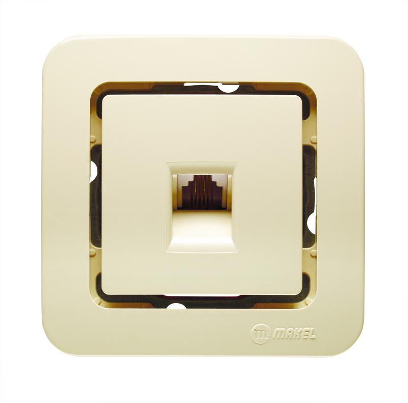 Розетка телефонная 1-м СП Lillium TF без вставки евро стандарт крем. Makel 71214