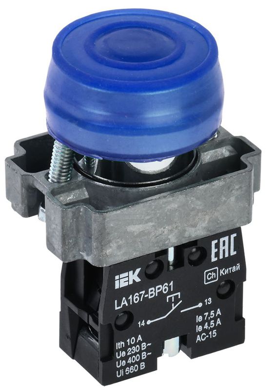 Кнопка LA167-BP61 d22мм 1НО син. KARAT IEK BBT20-BP61-1-22-67-K07