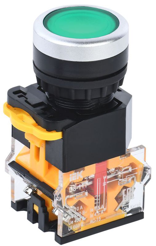 Кнопка D8-11T d22мм 1НО+1НЗ с фиксацией зел. KARAT IEK BBT30-11T-3-21-K06