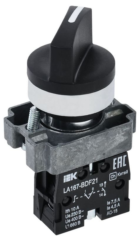 Переключатель LA167-BDF21 на 2 полож. 1НО черн. KARAT IEK BSW20-BDF21-1-24-67-2-K02