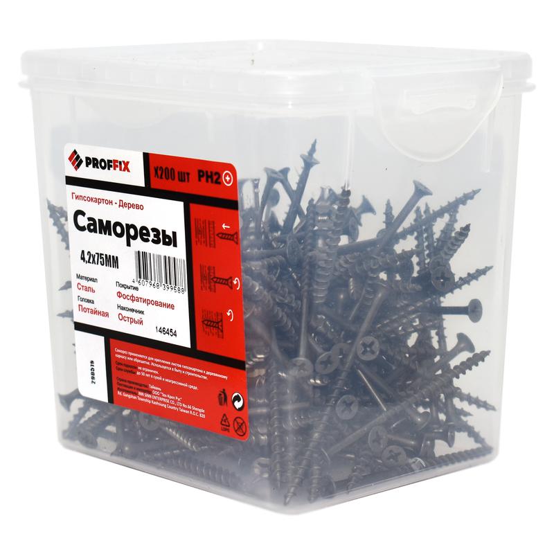 Саморез усиленный гипсокартон-дерево 4.2х75 (TWN) (контейнер) (уп.200шт) Tech-Krep PRO/Zitar 146454