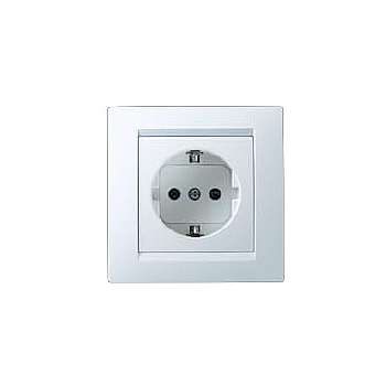 Розетка 1-м СП Simon15 16А IP20 с заземл. бел. Simon 1590432-030