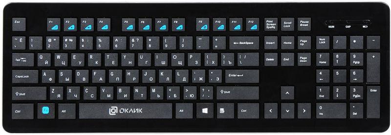 Клавиатура 870S черн. USB беспроводная slim Multimedia KB-406W ОКЛИК 368218