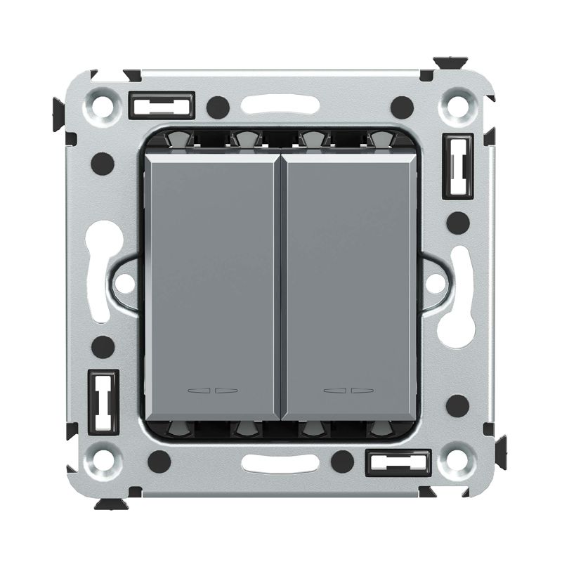 Кнопка двухклавишная СП "Avanti" "Закаленная сталь" DKC 4404154