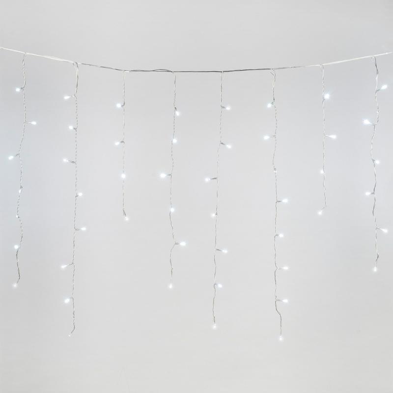 Гирлянда светодиодная "Бахрома" ULD-B20007-480/DTA/RC WHITE IP44 20м 480LED бел. с пультом провод прозр. Uniel UL-00008559