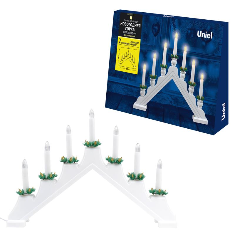 Фигура ULD-L7101-007/SWA WARM WHITE IP20 WHITE BRIDGE "Новогодняя горка" 39.5х30.5см 7 LED корпус бел. пластик Uniel UL-00008669