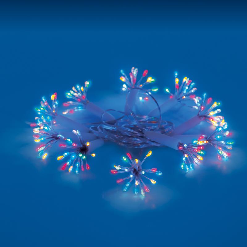 Гирлянда ULD-S0250-200/STA MULTI IP44 STARBURST "Звезда" 2.5м 200 разноцвет. свет провод прозр. Uniel UL-00008565