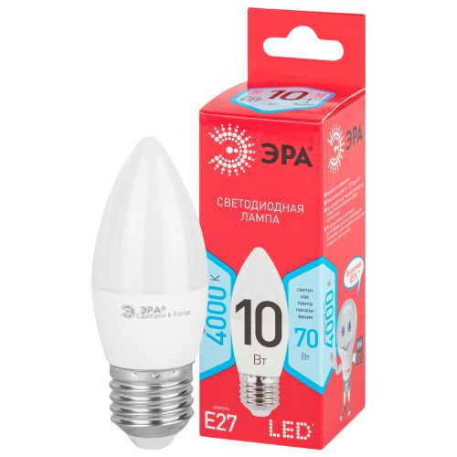 Лампа светодиодная RED LINE LED B35-10W-840-E27 R 10Вт B35 свеча 4000К нейтр. бел. E27 Эра Б0050696