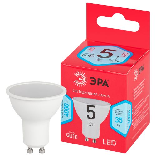 Лампа светодиодная RED LINE LED MR16-5W-840-GU10 R 5Вт MR16 софит 4000К нейтр. бел. GU10 Эра Б0050689