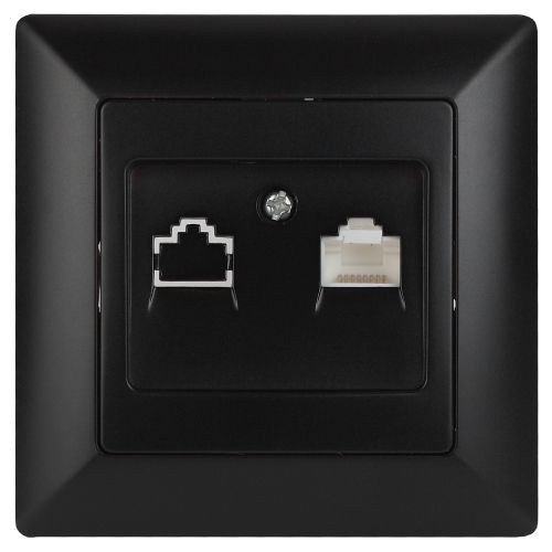 Розетка компьютерная 1-м СП Solo 4-303-05 RJ45 антрацит Intro Б0043386