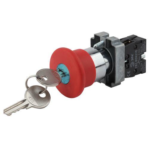 Кнопка "Грибок" LAY5-BS142 BBG50-LAY5-K04E d22мм 1р 240В с ключом красн. Эра Б0045637