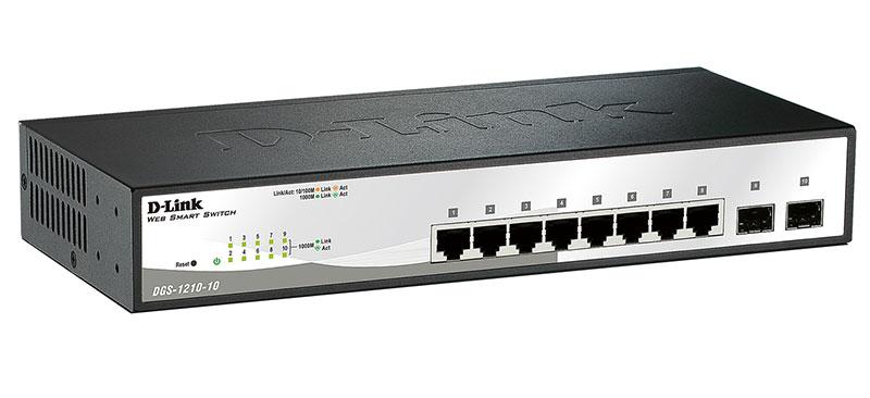 Коммутатор настраиваемый DGS-1210-10/F1A 8G 2SFP D-Link 1338524