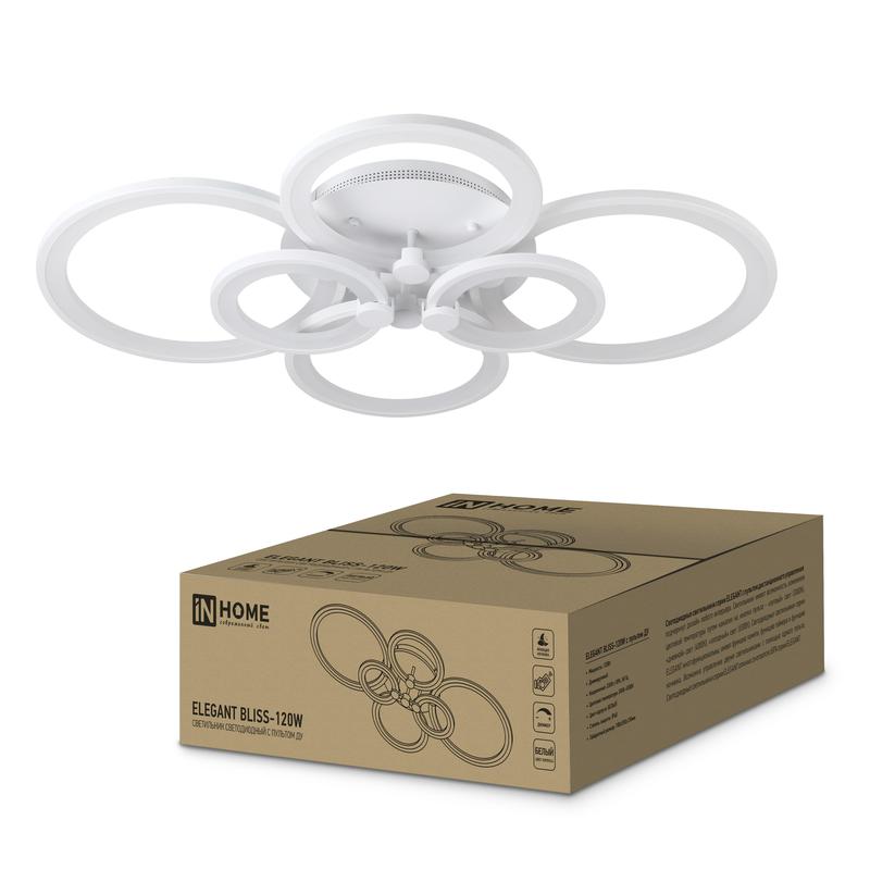 Светильник светодиодный ELEGANT BLISS-120W 120Вт 3000-4000-6500К 8400лм 230В 780х550х130мм с пультом ДУ IN HOME 4690612035468