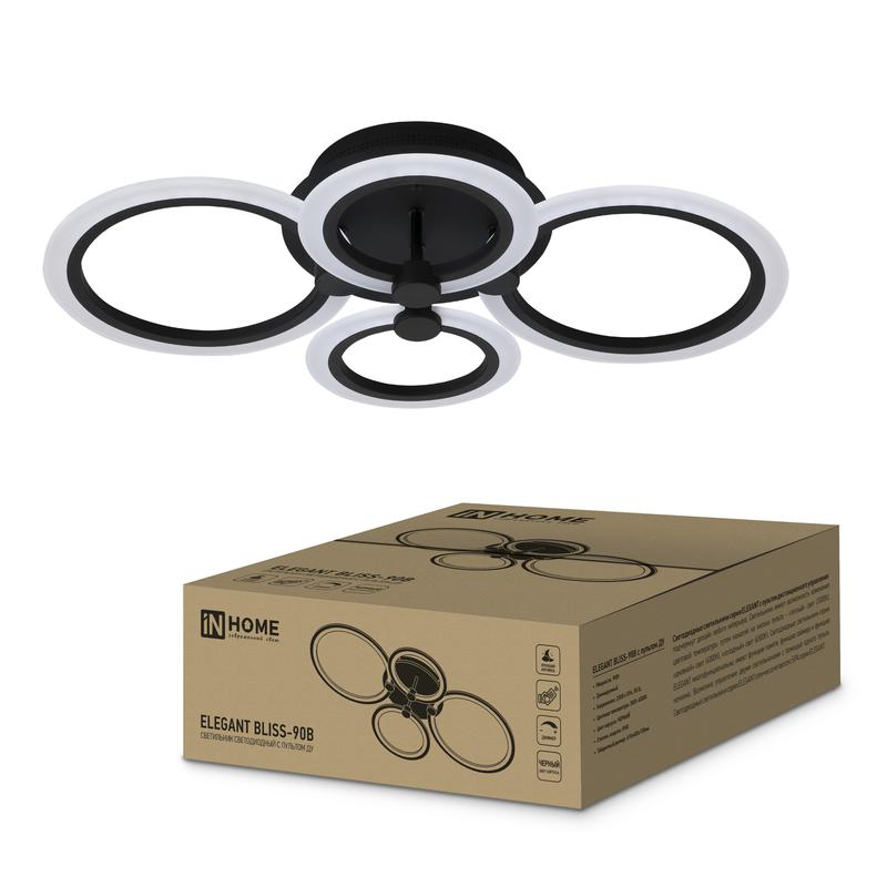 Светильник светодиодный ELEGANT BLISS-90В 90Вт 3000-4000-6500К 7000лм 230В 610х400х130мм с пультом ДУ IN HOME 4690612035451