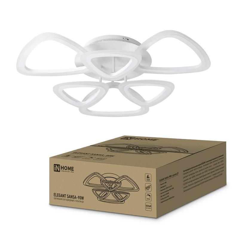 Светильник светодиодный ELEGANT SANSA-90W 90Вт 3000-4000-6500К 7000лм 230В 650х650х130мм с пультом ДУ IN HOME 4690612035369