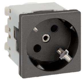 Розетка 1-м СП 2мод. Simon Connect 16А IP20 250В с заземл. модуль K45 винтов. клеммы механизм графит Simon K01-14