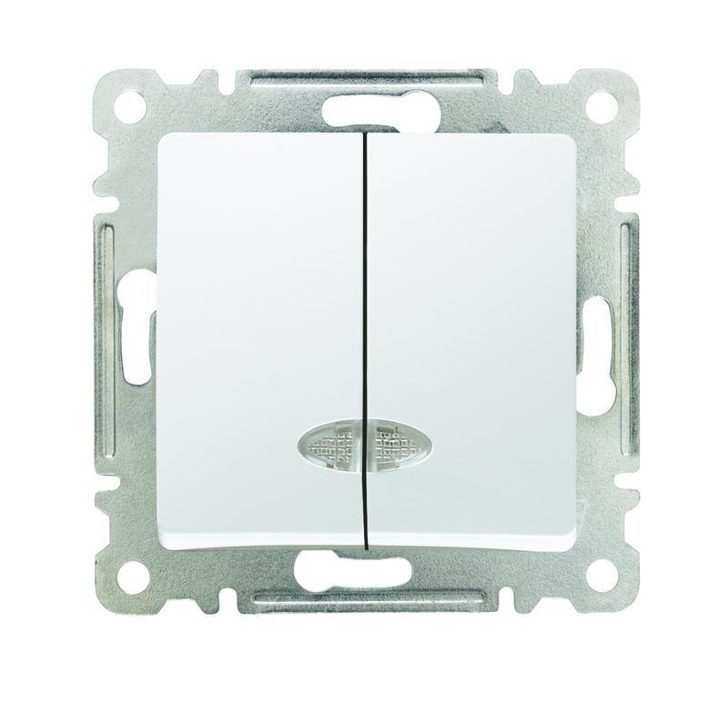 Выключатель 2-кл. СП Lillium IP20 с подсветкой механизм бел. Makel 30001023