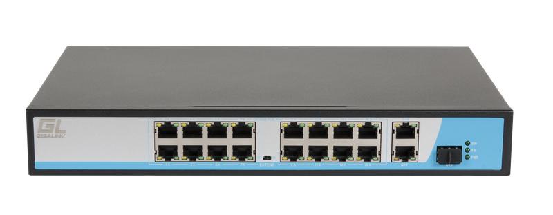 Коммутатор неуправляемый 24 PoE 802.3af/at порта 10/100Мбит/с 1-8 порт до 250м cat.6 2хCOMBOSFP 1000Мбит/с 300Вт NIKOMAX GL-SW-F005-24P