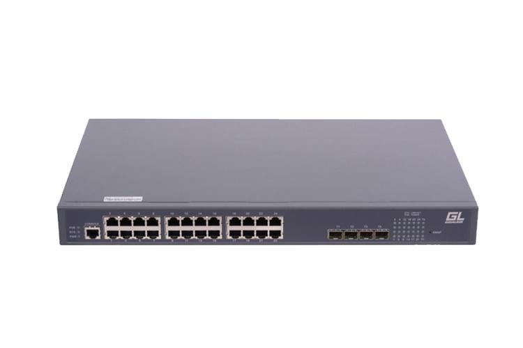 Коммутатор управляемый L2 POE 24 BASE-TX 10/1001000Мбит/с POE 4 1/10G SFP+1 Console 1U 19дюйм 220В 400Вт NIKOMAX GL-SW-G204-28P