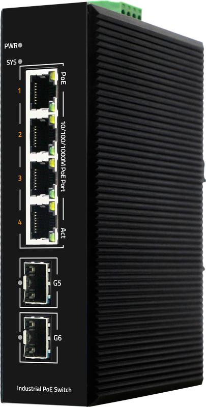 Коммутатор промышленный L2 уровня на 4 порта 10/100/1000M PoE с поддержкой IEEE802.3 af/at/BT 90Вт 2-гигабитных порта SFP NIKOMAX GL-SW-G205-4PSGBT