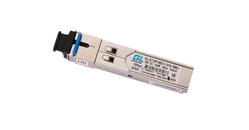 Модуль промышленный SFP WDM 100/155Мбит/с одно волокно SM SC Tx:1310/Rx:1550нм 14дБ до 20км -40град.C NIKOMAX GL-OT-SF14SC1-1310-1550-I