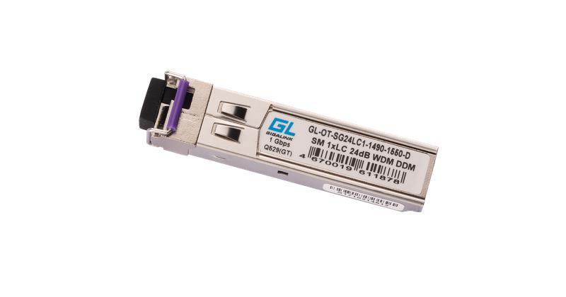 Модуль SFP WDM 1Гбит/с одно волокно SM LC Tx:1490/Rx:1550 нм DDM 24дБ до 80км NIKOMAX GL-OT-SG24LC1-1490-1550-D