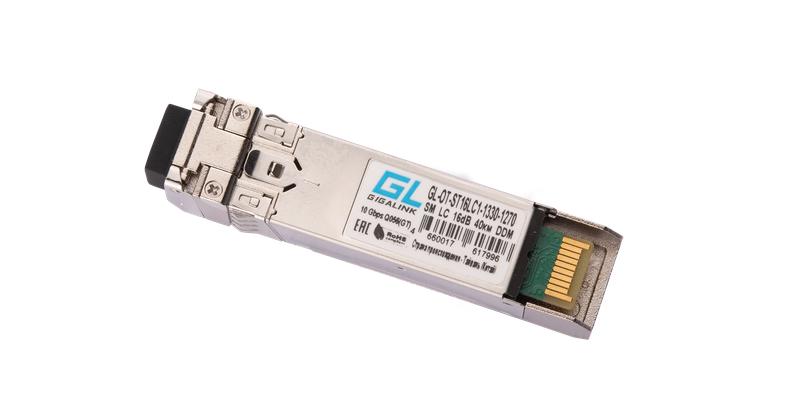 Модуль SFP+WDM 10Гбит/с одно волокно SM LC Tx:1330/Rx:1270нм 16дБ до 40км DDM NIKOMAX GL-OT-ST16LC1-1330-1270